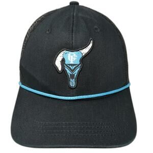 Cowboy Fresh Trucker Hat Black One Size Steer Skull CF Logo Mesh Snapback Rope
